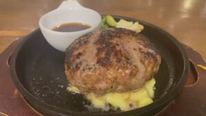 京都駅近くにある肉カフェ「NICK STOCK イオンモールKYOTO店」にて提供しているプレーンハンバーグのイメージ動画